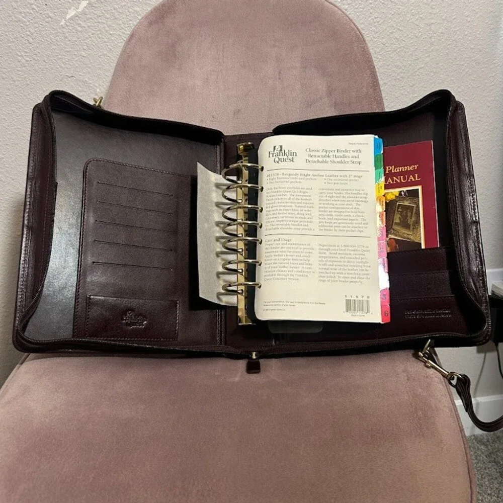 Franklin Covey Leather Briefcase Bag in Dark Brown